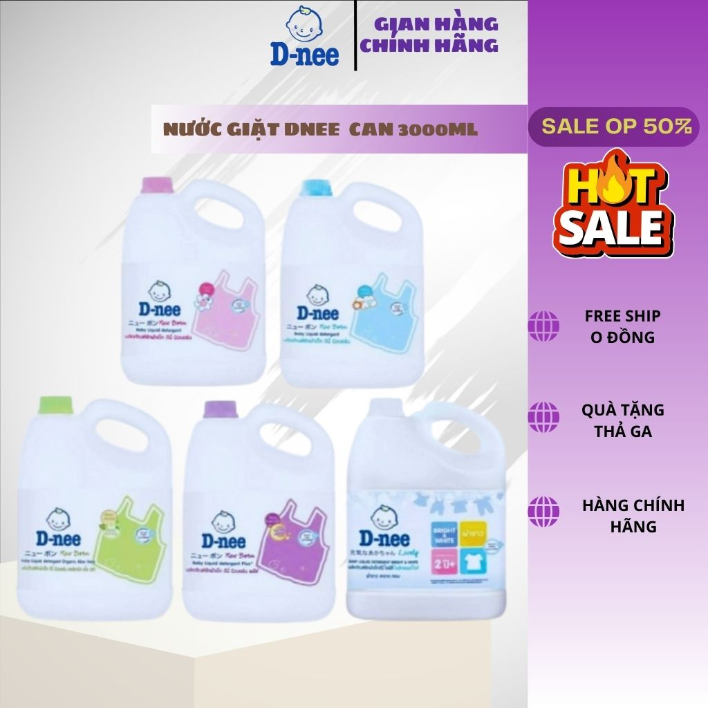 Nước giặt xả quần áo trẻ em Dnee Organic phiên bản mới 3000ml