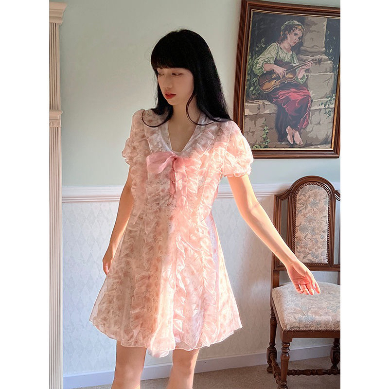 LILY DRESS Đầm voan xoè tay bồng hoạ tiết hoa nhí phong cách búp bê ulzzang SAM SAM BOUTIQUE