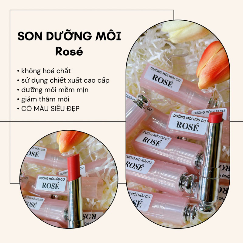 Dưỡng Môi Hữu Cơ Rosé Có Màu Siêu Đẹp