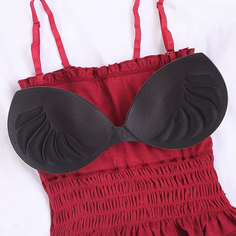 Áo hai dây thời trang nữ kèm đệm mút mỏng siêu thoải mái, bra nhún ôm body có thể tháo rời 2 dây phong cách Hàn Quốc