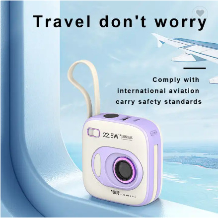 Sạc Dự Phòng Hình Máy Ảnh Độc Đáo Có Dây Sạc Siêu Nhanh 22,5W Dung Lượng Lớn 10000 mAh KhoPhuKien Official