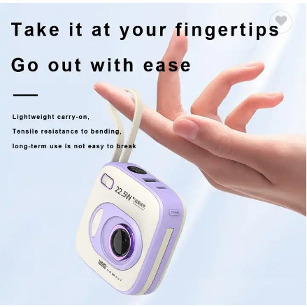 Sạc Dự Phòng Hình Máy Ảnh Độc Đáo Có Dây Sạc Siêu Nhanh 22,5W Dung Lượng Lớn 10000 mAh KhoPhuKien Official