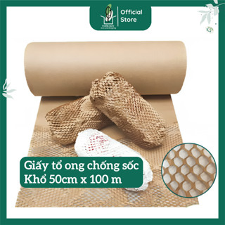 Cuộn giấy tổ ong khổ 50cm*100m gói hoa bọc hàng chống sốc từ giấy xi măng kraft thân thiện bảo vệ môi trường