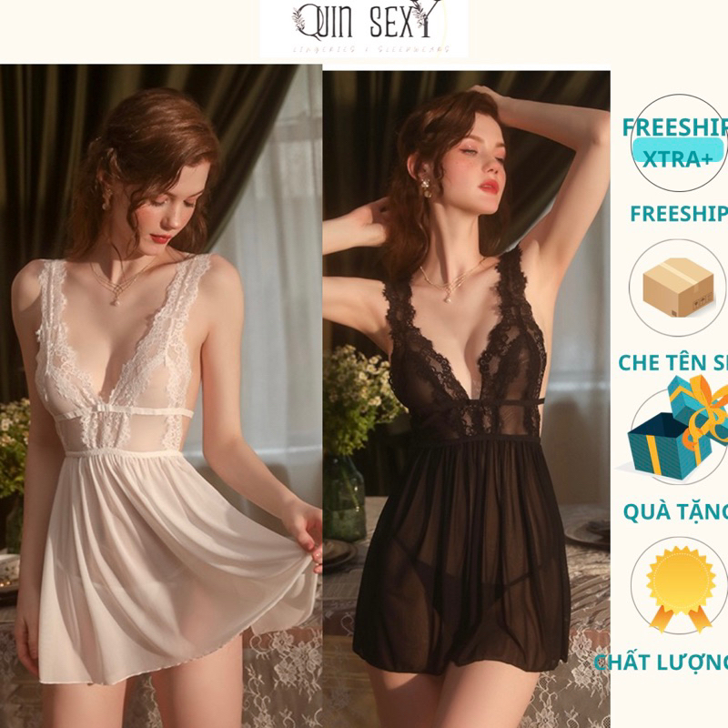 Váy ngủ ren xuyên thấu cao cấp siêu sexy kèm quần lọt khe VN067