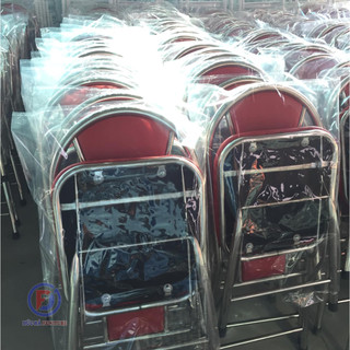 Ghế gấp Inox đệm da.