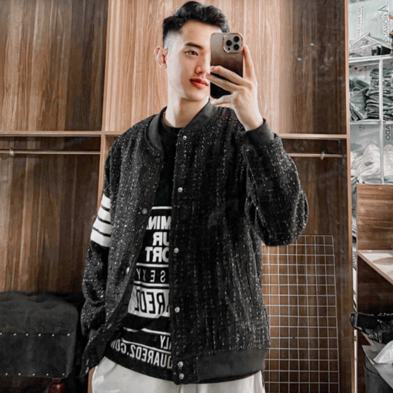 🔥Hot🔥Áo khoác bomber Thom Browne kim tuyến thiết kế hot trend Nam nữ New 2023