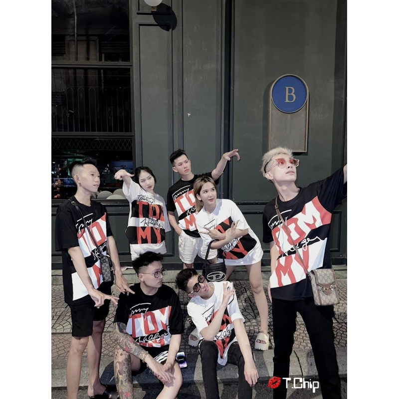 Áo phông siêu cấp Logo Tommy Hilfiger chữ ký . Hàng siêu cấp chất đẹp. Fom to rộng giấu quần mặc đôi thoải mái