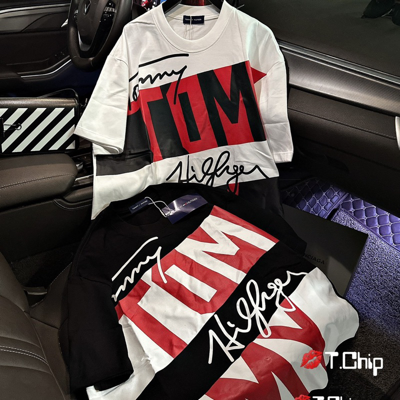 Áo phông siêu cấp Logo Tommy Hilfiger chữ ký . Hàng siêu cấp chất đẹp. Fom to rộng giấu quần mặc đôi thoải mái