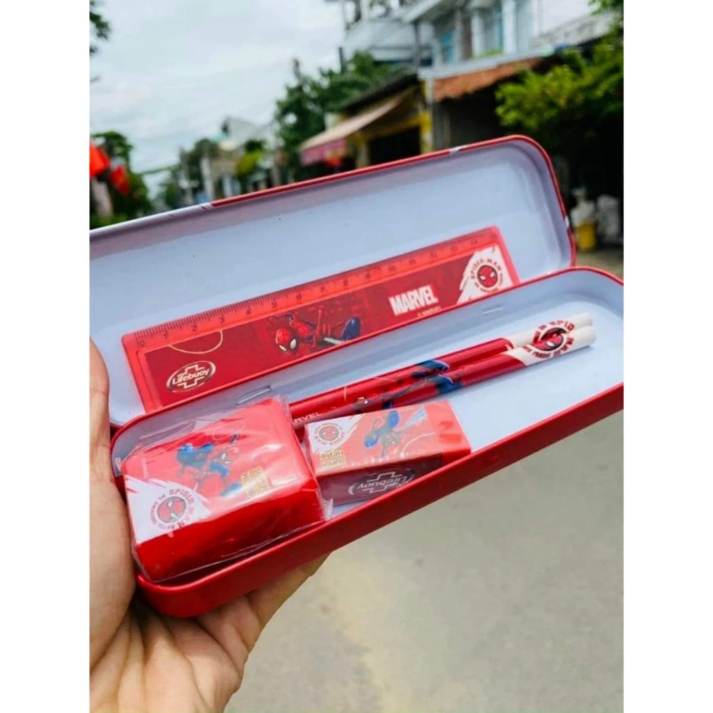 Bộ Đồ Dùng Học Tập 5 Món, Hộp Bút, 2 Bút Chì, Xoáy Bút Chì,Thước Kẻ