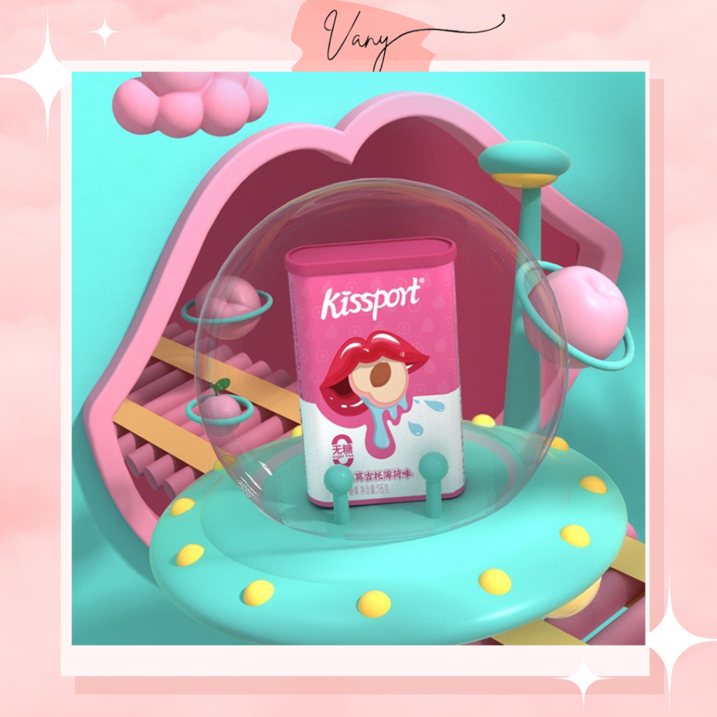 KISSPORT Kẹo Bạc Hà Trái Cây Không Đường Thơm Miệng Kẹo Hôn