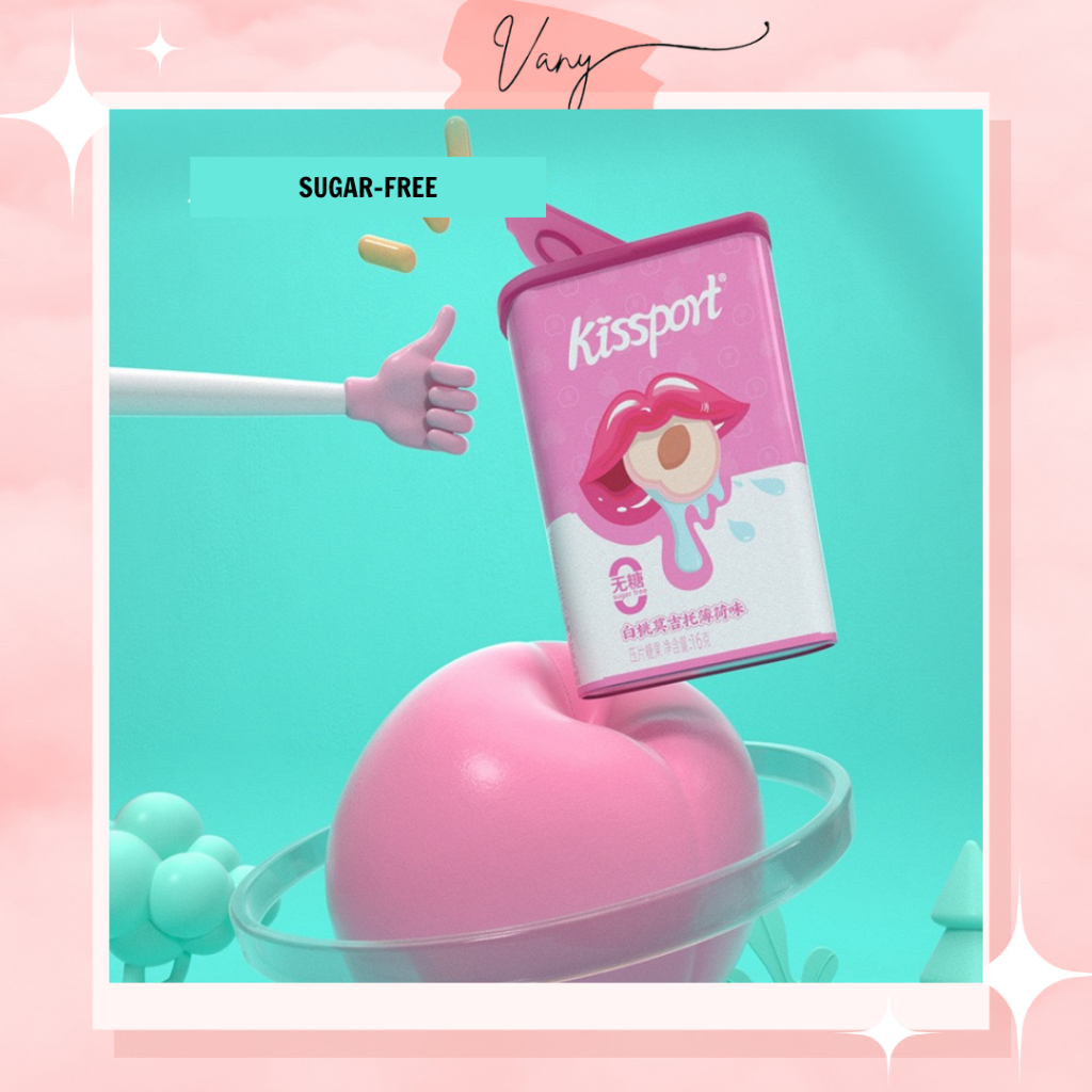 KISSPORT Kẹo Bạc Hà Trái Cây Không Đường Thơm Miệng Kẹo Hôn