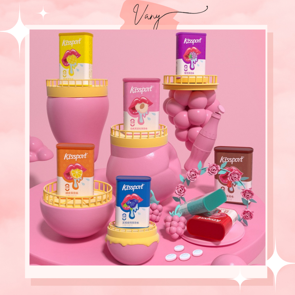 KISSPORT Kẹo Bạc Hà Trái Cây Không Đường Thơm Miệng Kẹo Hôn