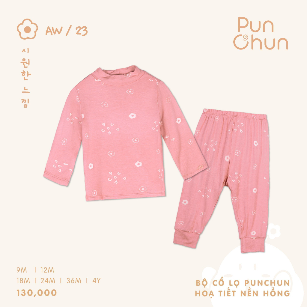 PUNCHUN - Bộ dài tay cổ lọ thu đông cotton mỏng cho bé trai - bé gái (9m - 4Y)_Set 2