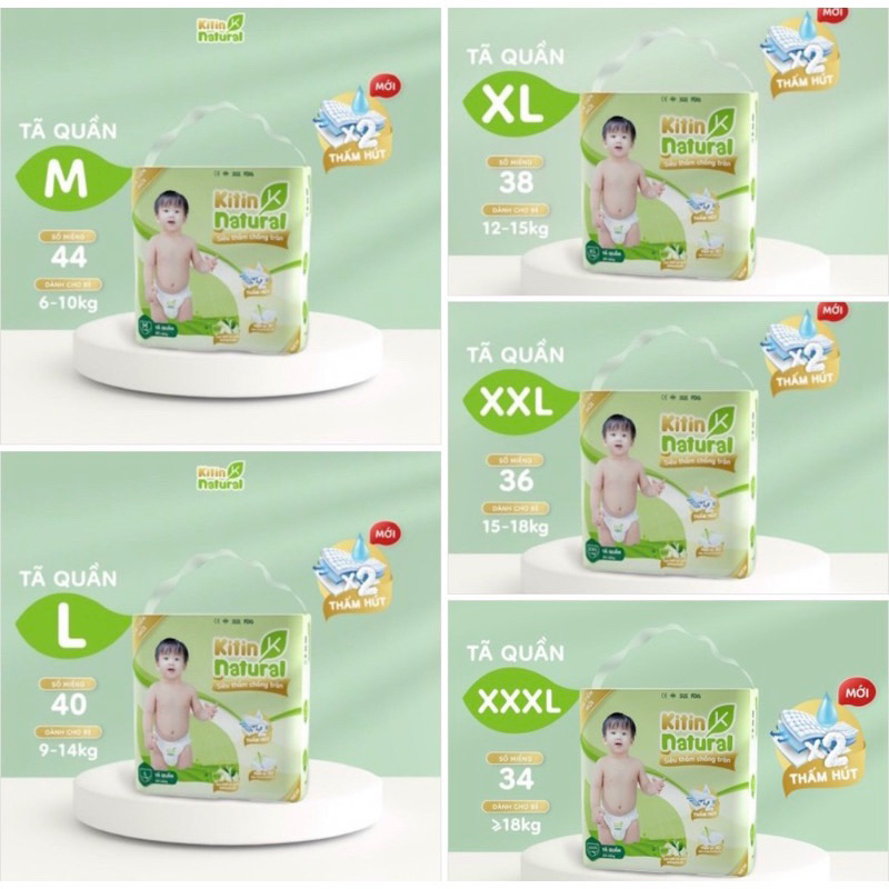 Tã Dán/Quần Kitin Cho Bé M44/L40/XL38/XXL36/XXXL34