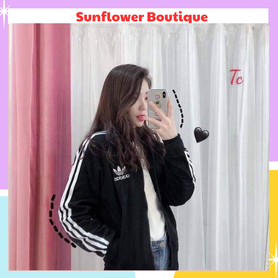 Áo khoác nỉ thêu logo adi.das, áo nỉ hoodie phối 3 sọc kẻ tay với đa dạng màu sắc