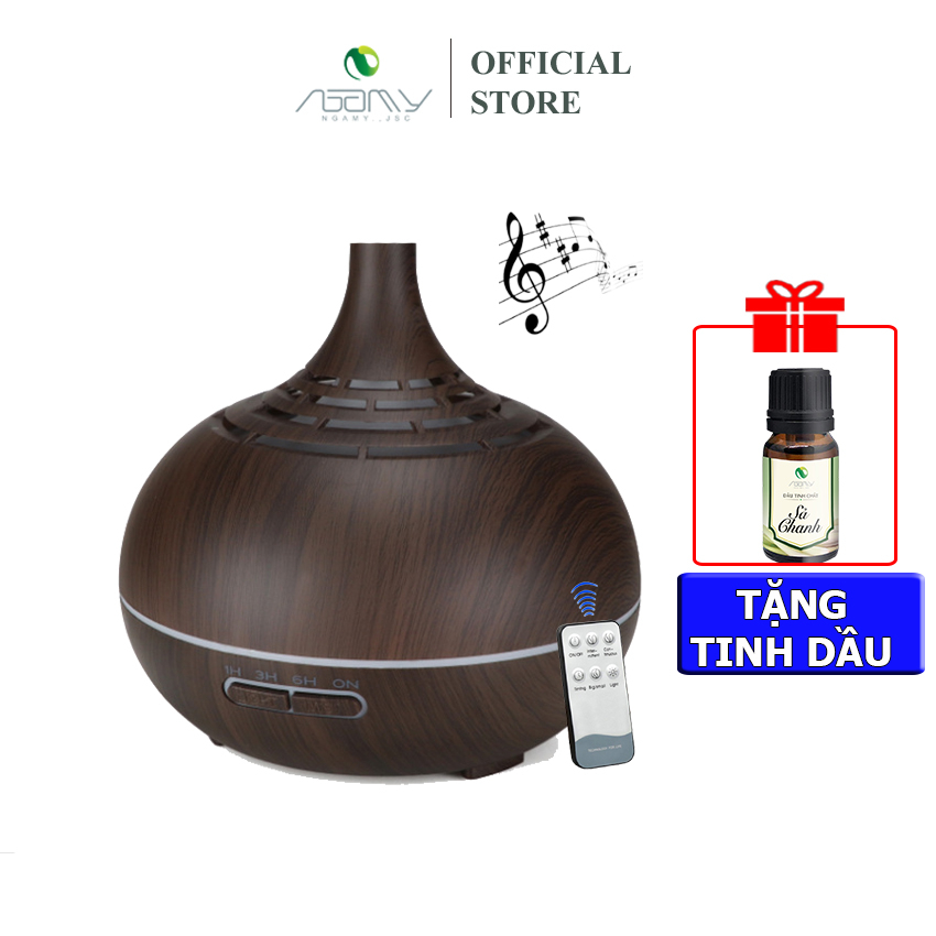 Máy xông tinh dầu khuếch tán phun sương tạo âm cổ cao lỗ Nga My tích hợp loa bluetooth dung tích 550ML