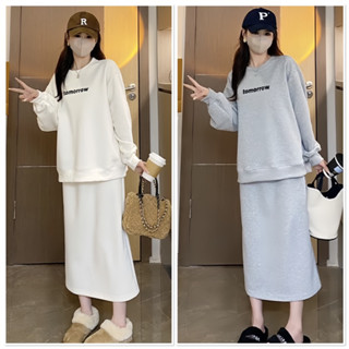 SET VÁY bầu Thu Đông bao gồm chân váy và áo chất Nỉ Bông mềm đẹp (chân váy có chun chỉnh tiện lợi) S5