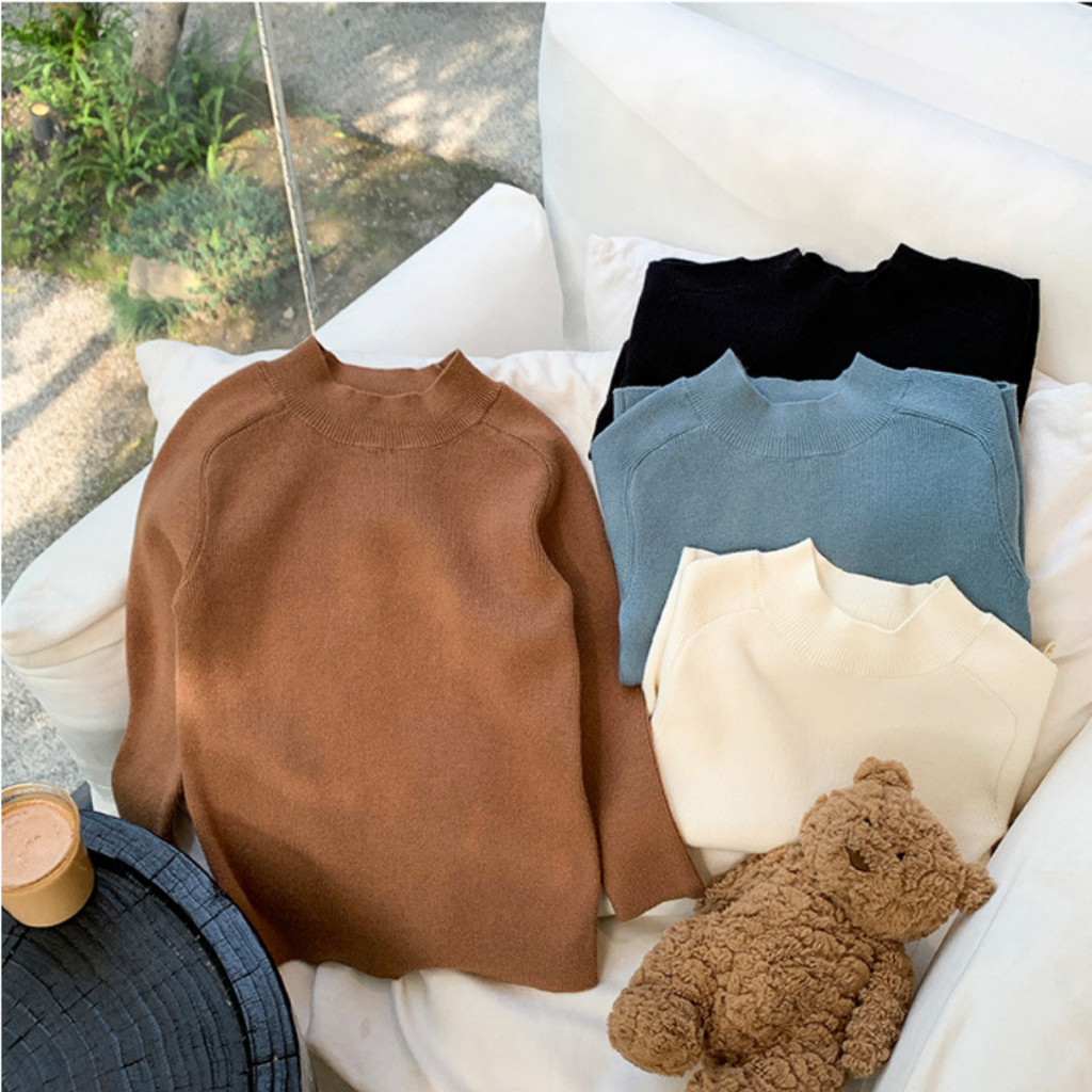 Áo Len Chất Mềm Mịn Cổ Cao Dáng Vừa Cho Bé Trai Và Bé Gái