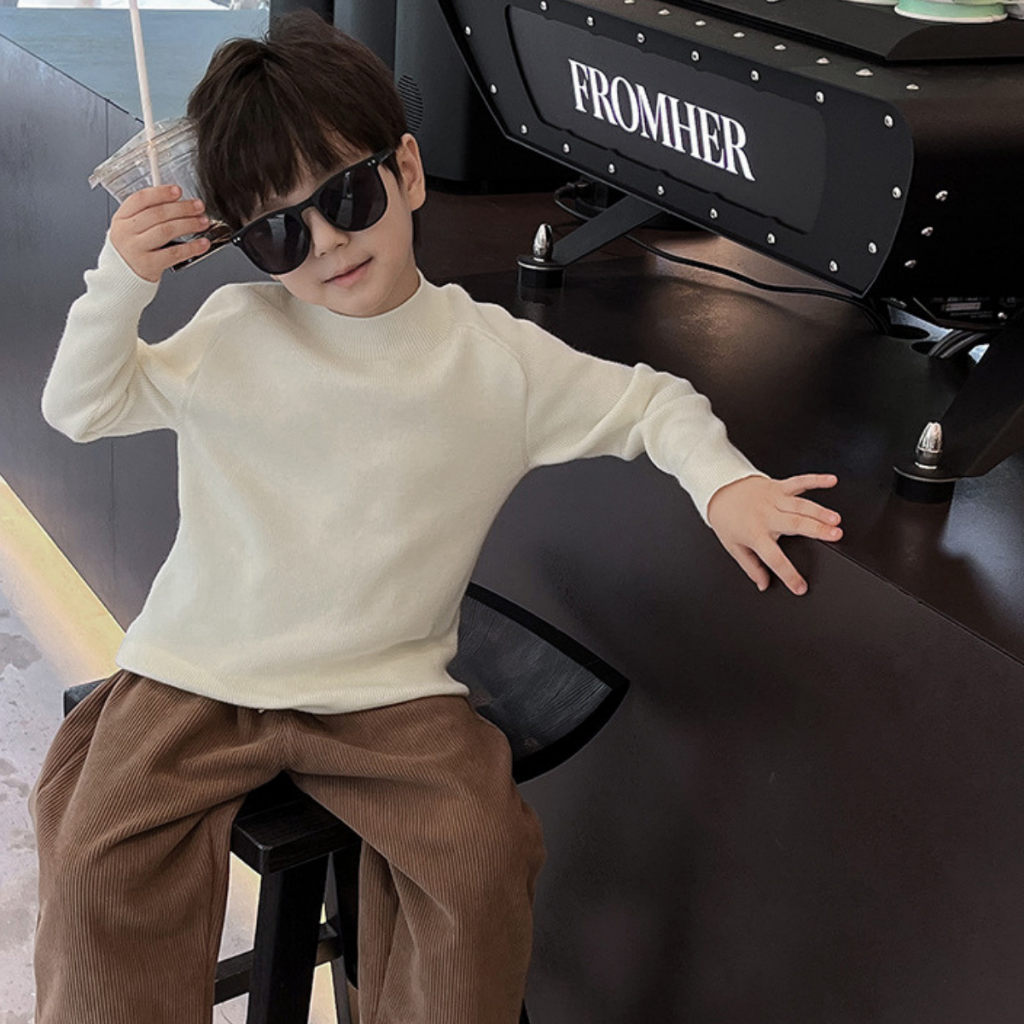 Áo Len Chất Mềm Mịn Cổ Cao Dáng Vừa Cho Bé Trai Và Bé Gái