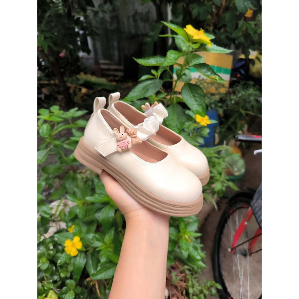 Giày Búp Bê Bé Gái Da Mềm Quai Nhún, Giày Công Chúa Cho Bé Gái Đính Tag Siêu Xinh Size 26-36