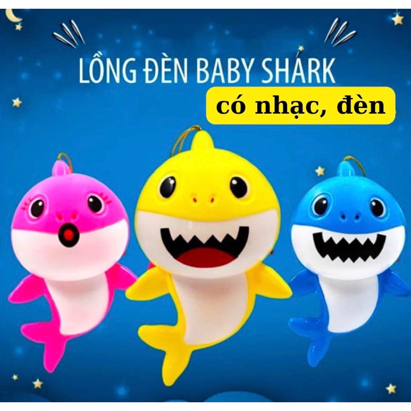 Đồ chơi đèn lồng cá mập, lồng đèn cầm tay baby shark có nhạc và đèn vui nhộn cho bé