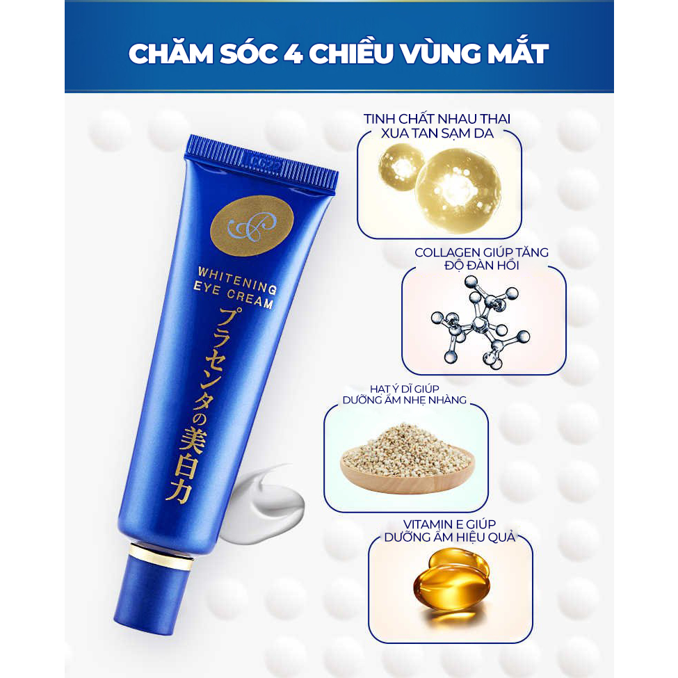 Bộ 02 Kem Mắt Nhau Thai Giảm Quầng Thâm, Nếp Nhăn MEISHOKU Placewhiter 30g