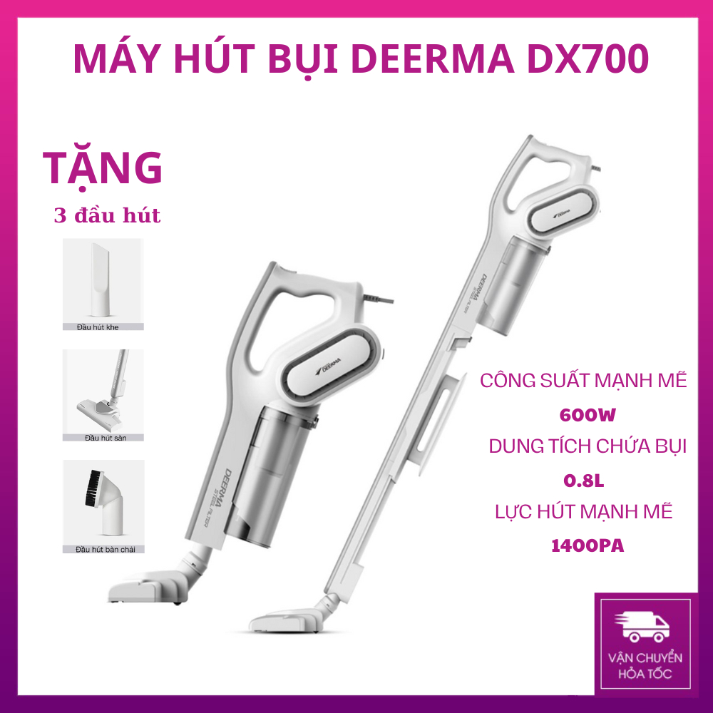 Máy Hút Bụi Cầm Tay DEERMA DX700 Công nghệ lốc xoáy -Pro Cyclone, Rocket Vacuum hiện đại,Công Suất 6