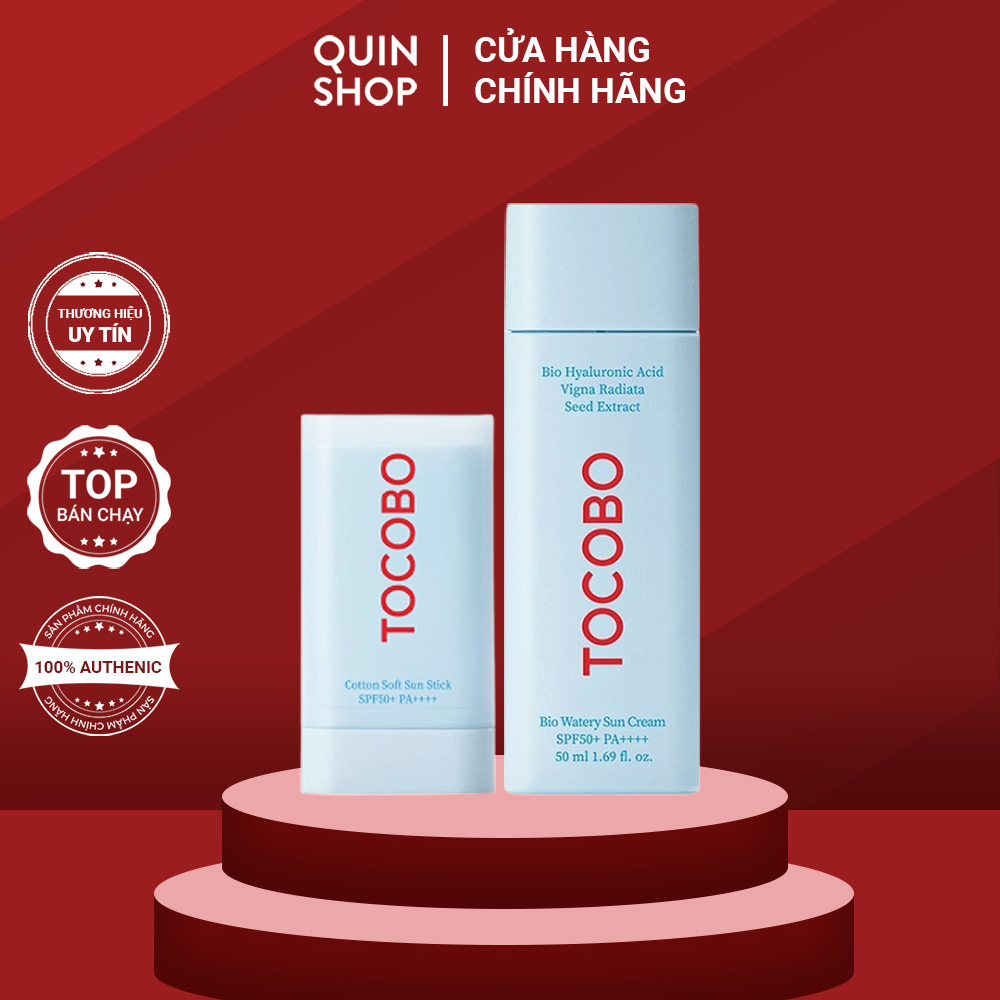 Kem Và Thanh Lăn Chống Nắng Tocobo Bio Watery Sun Cream, Cotton Soft Sun Stick SPF 50+ PA+++