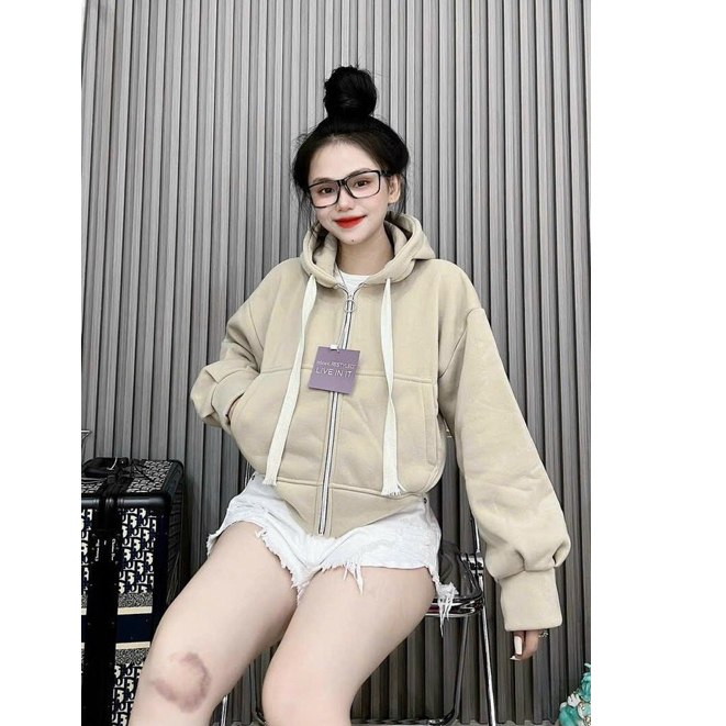 Áo khoác hoodie nỉ dây kéo phom cánh dơi nón 2 lớp màu trơn mặc thu đông G368