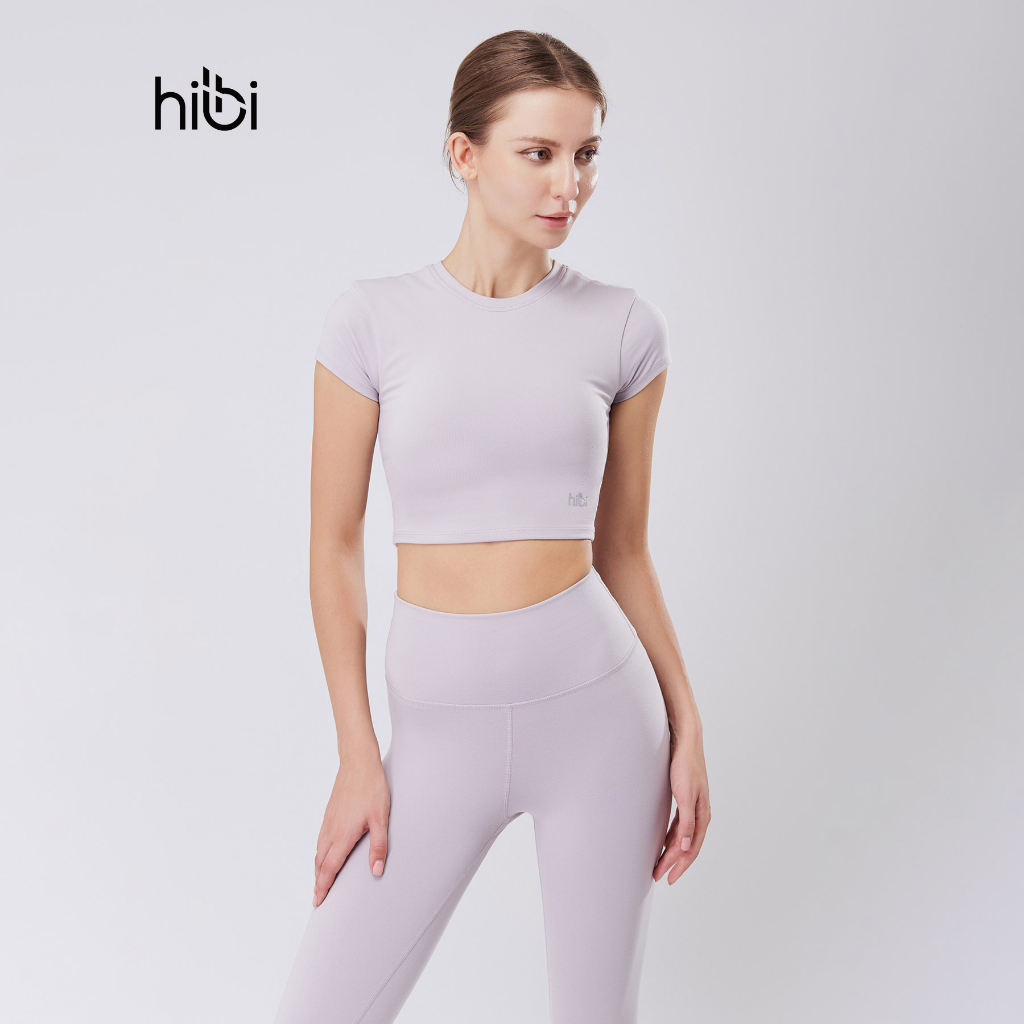 Set Đồ Tập Yoga Gym Hibi Sports H147 Áo Croptop Có Tay Kèm Mút Ngực, Quần Lưng Cao Tôn Dáng, Chất Vải Hi Fabri