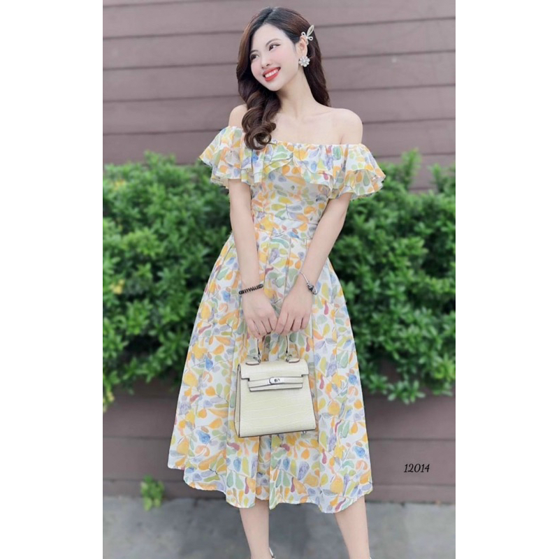Đầm maxi voan hoa đi biển có lót bra siêu xinh - Free size - MS111HD