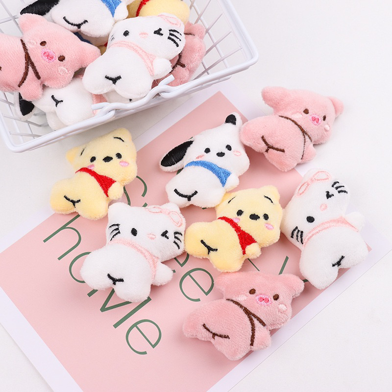 Gấu bông mini 6,5-9cm làm phụ kiện handmake, giỏ hoa gấu, kẹp tóc, ghim cài