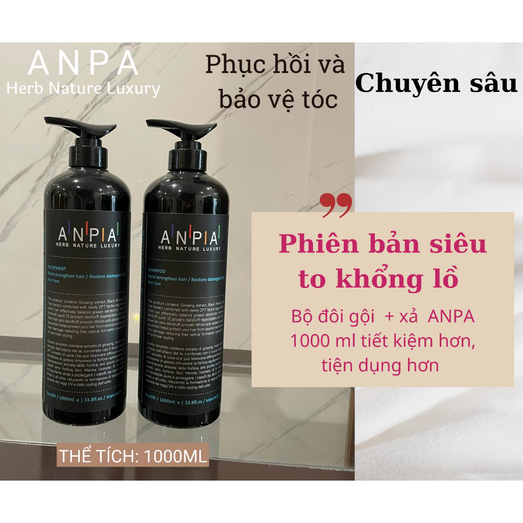 Dầu gội anpia tăng cường liên kết siêu phục hồi 1000ml