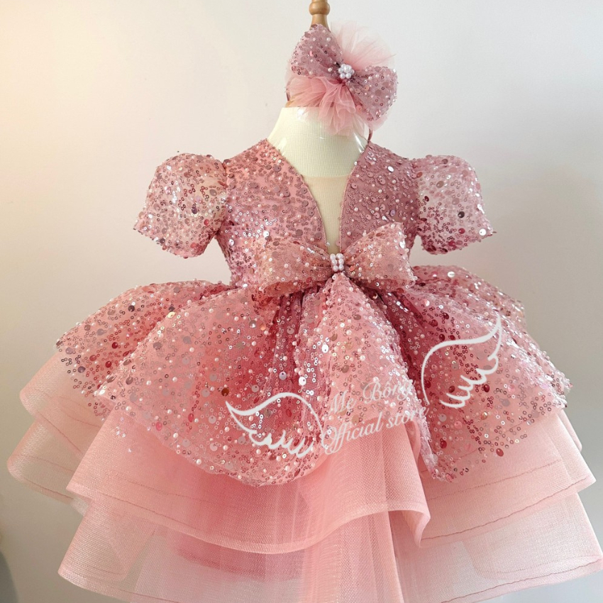 Váy Thiết Kê Cho Bé Gái - Váy Kim Sa Cho Trẻ Em - Đầm Thiết Kế Cao Cấp- Mẹ Bông