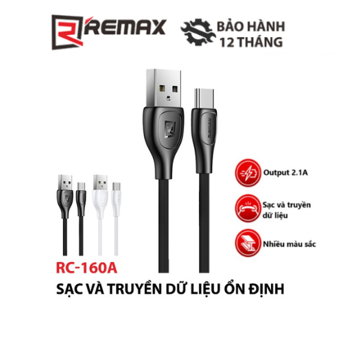 Cáp sạc điện thoại Lesu Pro Remax RC-160a cổng Type C max 2.1A