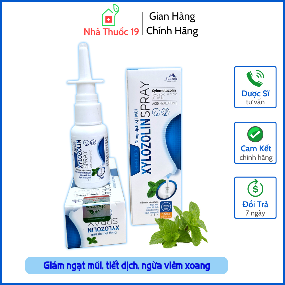 Dung dịch xịt mũi Xylozolin spray giúp thông mũi, ngừa xoang, giảm tiết dịch mũi, giảm ngạt mũi, hắt hơi - Lọ 15ml
