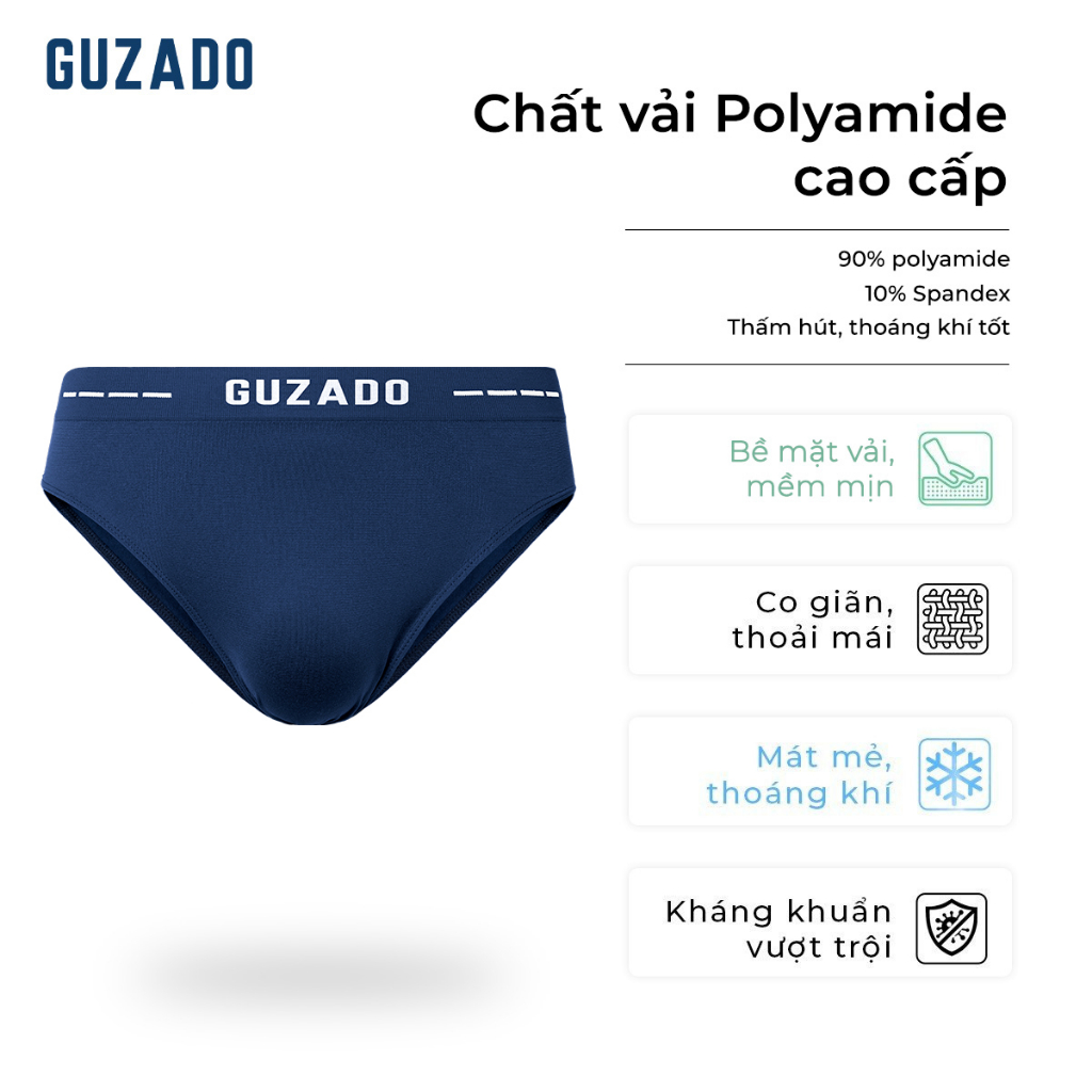 Quần lót nam tam giác Guzado Công Nghệ Dệt Không Đường May,Mềm Mát Kháng Khuẩn Cực Tốt,Mẫu Mới Nhất 2023 GBF04