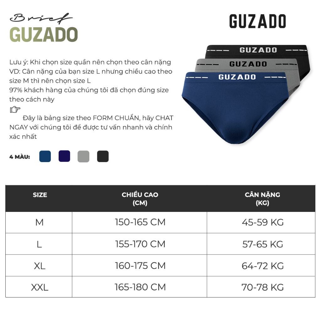 Quần lót nam tam giác Guzado Công Nghệ Dệt Không Đường May,Mềm Mát Kháng Khuẩn Cực Tốt,Mẫu Mới Nhất 2023 GBF04