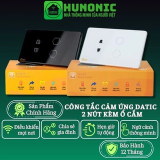 Công tắc cảm ứng datic – 2 nút kèm ổ cắm