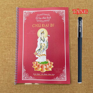 Tặng 1 bút chép kinh_vở chép kinh chú đại bi có chữ in mờ.