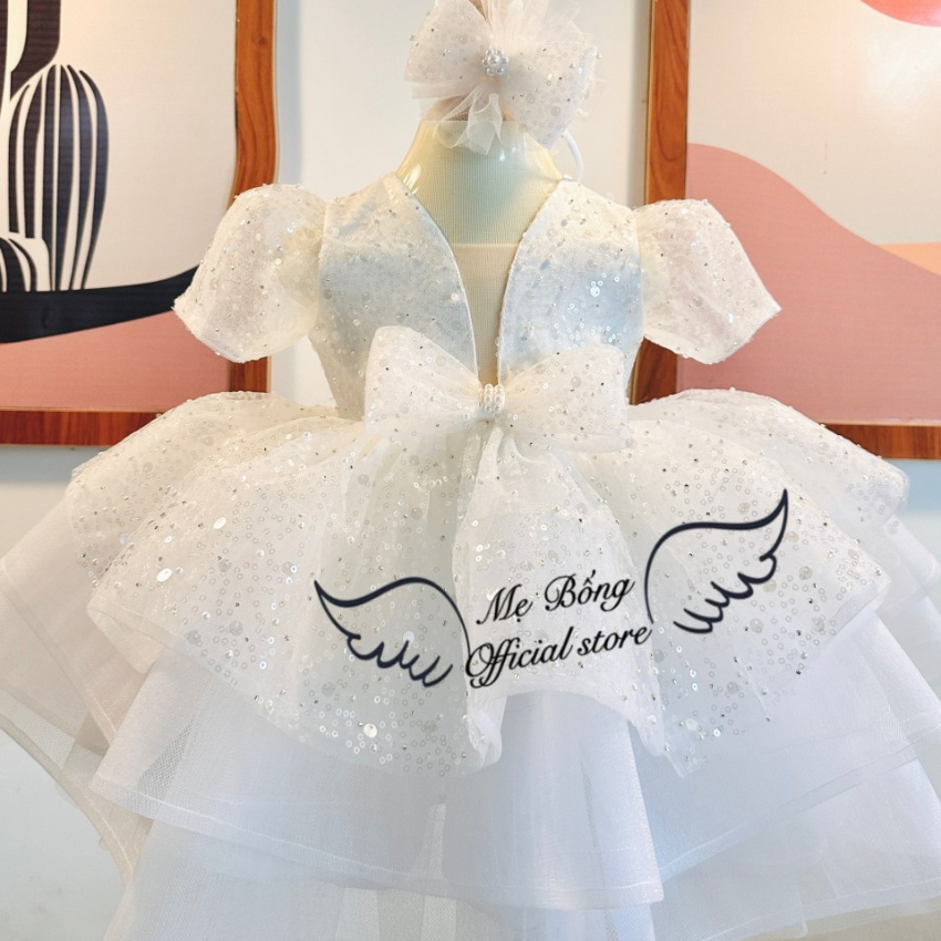 Váy Thiết Kê Cho Bé Gái - Váy Kim Sa Cho Trẻ Em - Đầm Thiết Kế Cao Cấp- Mẹ Bông