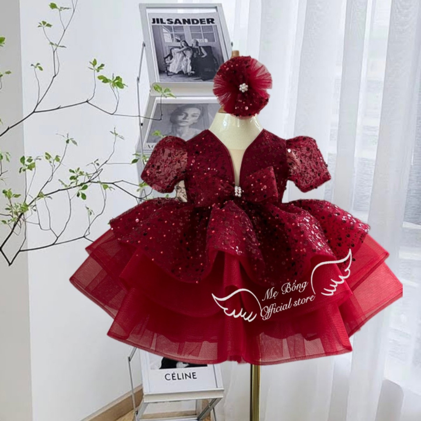 Váy Thiết Kê Cho Bé Gái - Váy Kim Sa Cho Trẻ Em - Đầm Thiết Kế Cao Cấp- Mẹ Bông