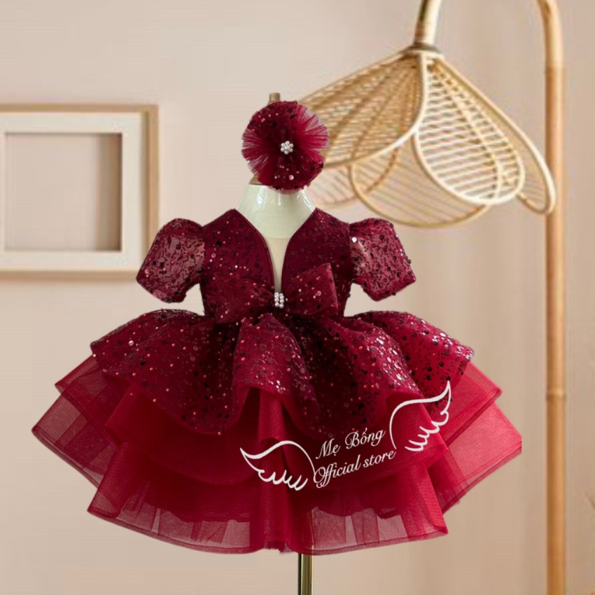 Váy Thiết Kê Cho Bé Gái - Váy Kim Sa Cho Trẻ Em - Đầm Thiết Kế Cao Cấp- Mẹ Bông