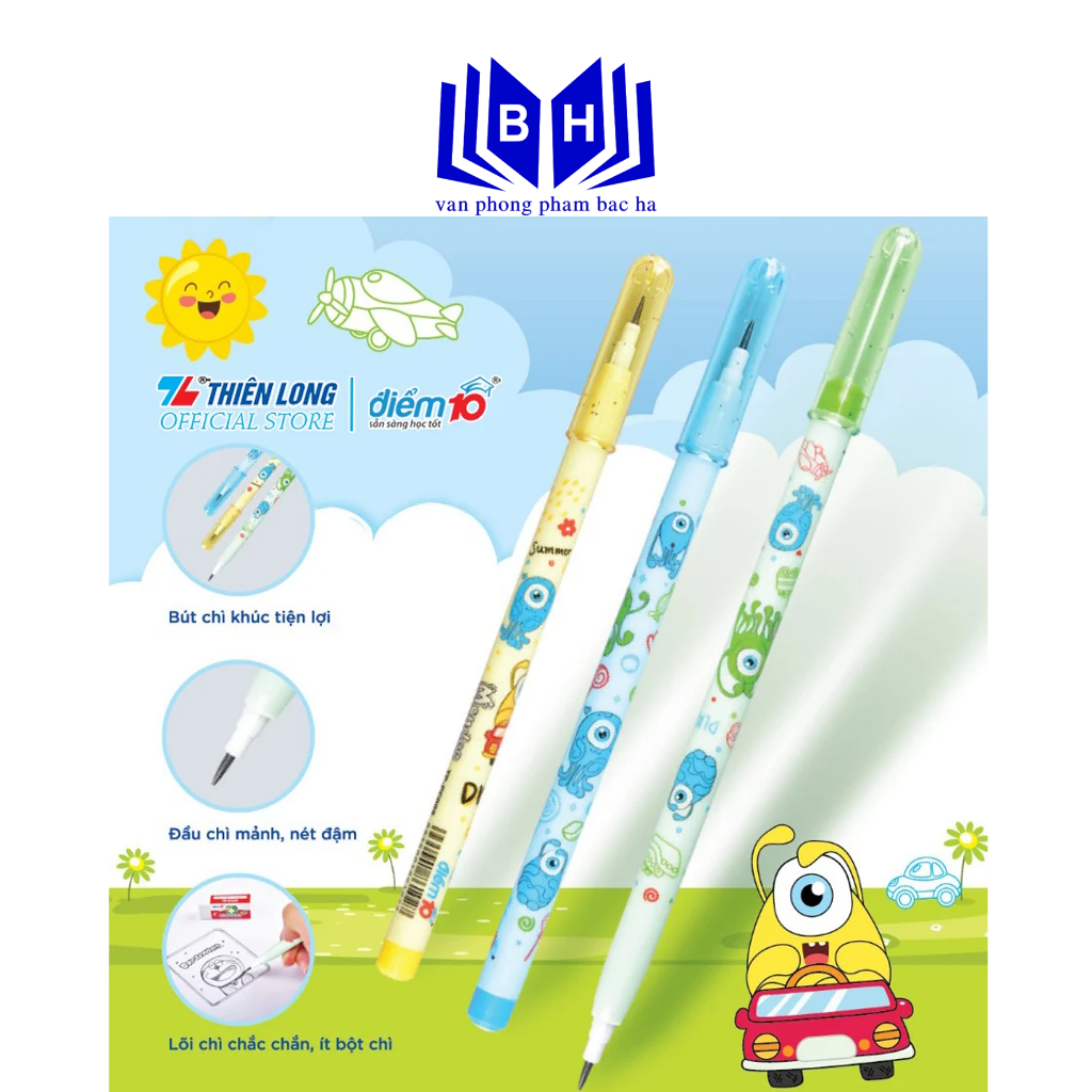 Bút chì khúc HB Thiên Long Điểm 10 TP-PC005 - Lõi chắc chắn nét đậm, ít bột
