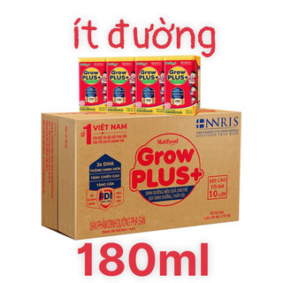 Thùng sữa Grow Plus+ đỏ 180ml ít đường