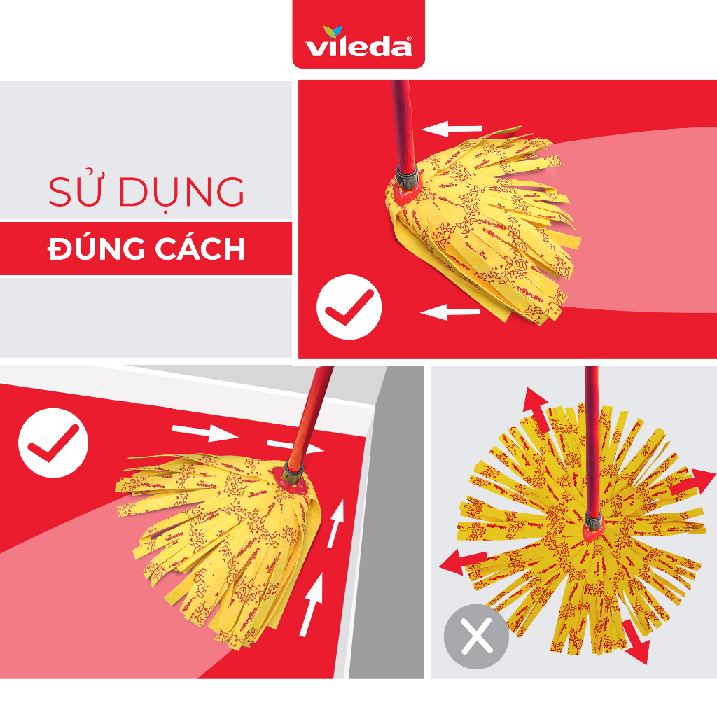 Bộ cây lau nhà VILEDA Supermocio Soft vải sợi siêu nhỏ, siêu thấm dùng cho sàn gỗ kèm xô giặt chuyên dụng S01