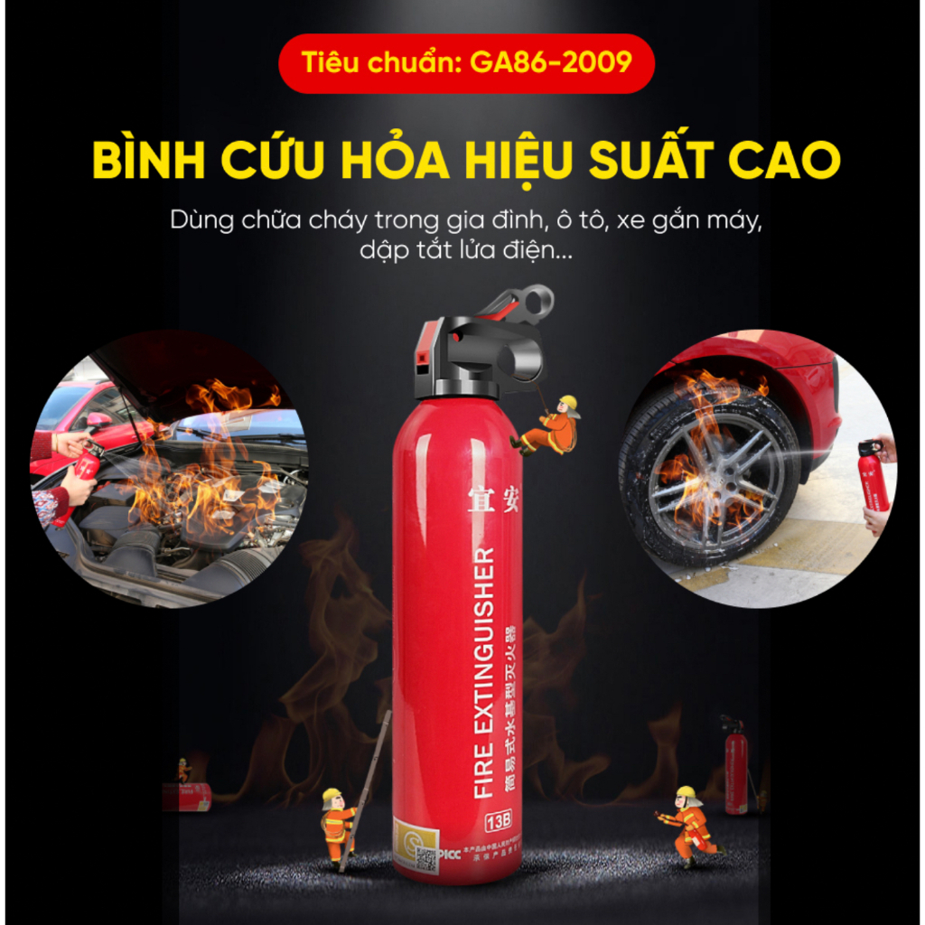 Bình Cứu Hỏa  Mini Màu Đỏ Cho Xe Ô Tô - Bình chữa cháy Ô Tô MINI Dùng Cho Xe Hơi - Chung Cư - Hộ Gia Đình