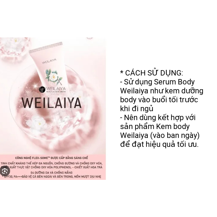 Kem Body Weilaiya Dưỡng Trắng Da Nâng Tone White Tone Up Body Cream SPF30 PA+++ Chính Hãng 200ml