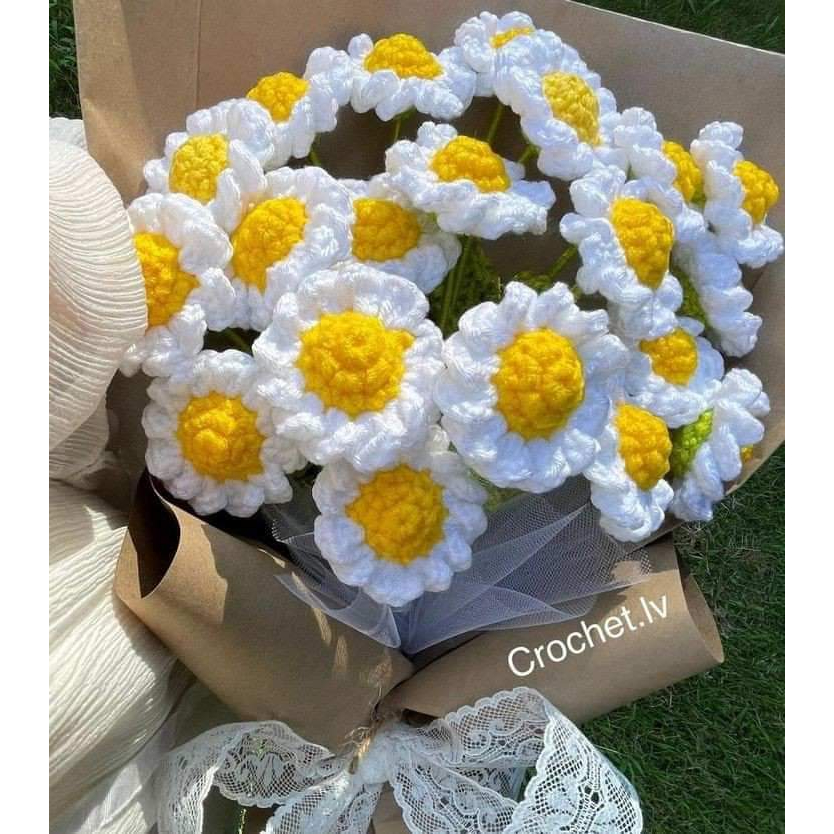 Bó hoa cúc họa mi 10, 20, 30 bông bằng len handmade, làm quà tặng ngày lễ cực ý nghĩa, trang trí decor nhà cửa