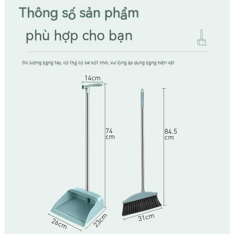 Bộ Chổi Quét Nhà Kèm Hốt Rác Cán Dài 2 trong 1 tiện lợi